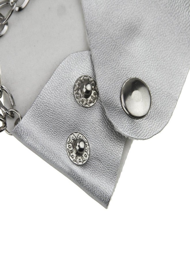 RUIXIB Women Punk Rock Fingerless Gloves Night Club Show 3 Metal Chains Buckle Gloves - Image 4